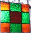 Green and Orange Stained Glass Nine Patch Quilt Block