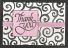 Pink Scroll Thank You Note Card